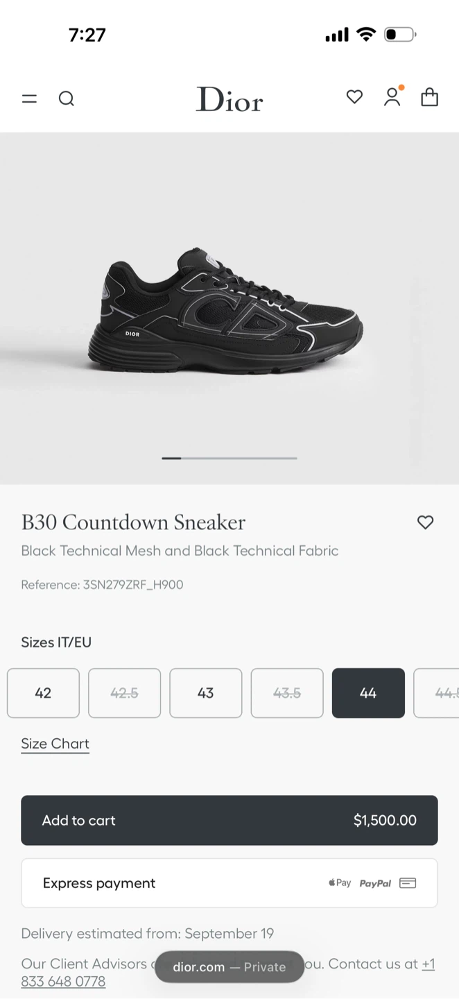 Dior B30 Countdown Sneakers Black