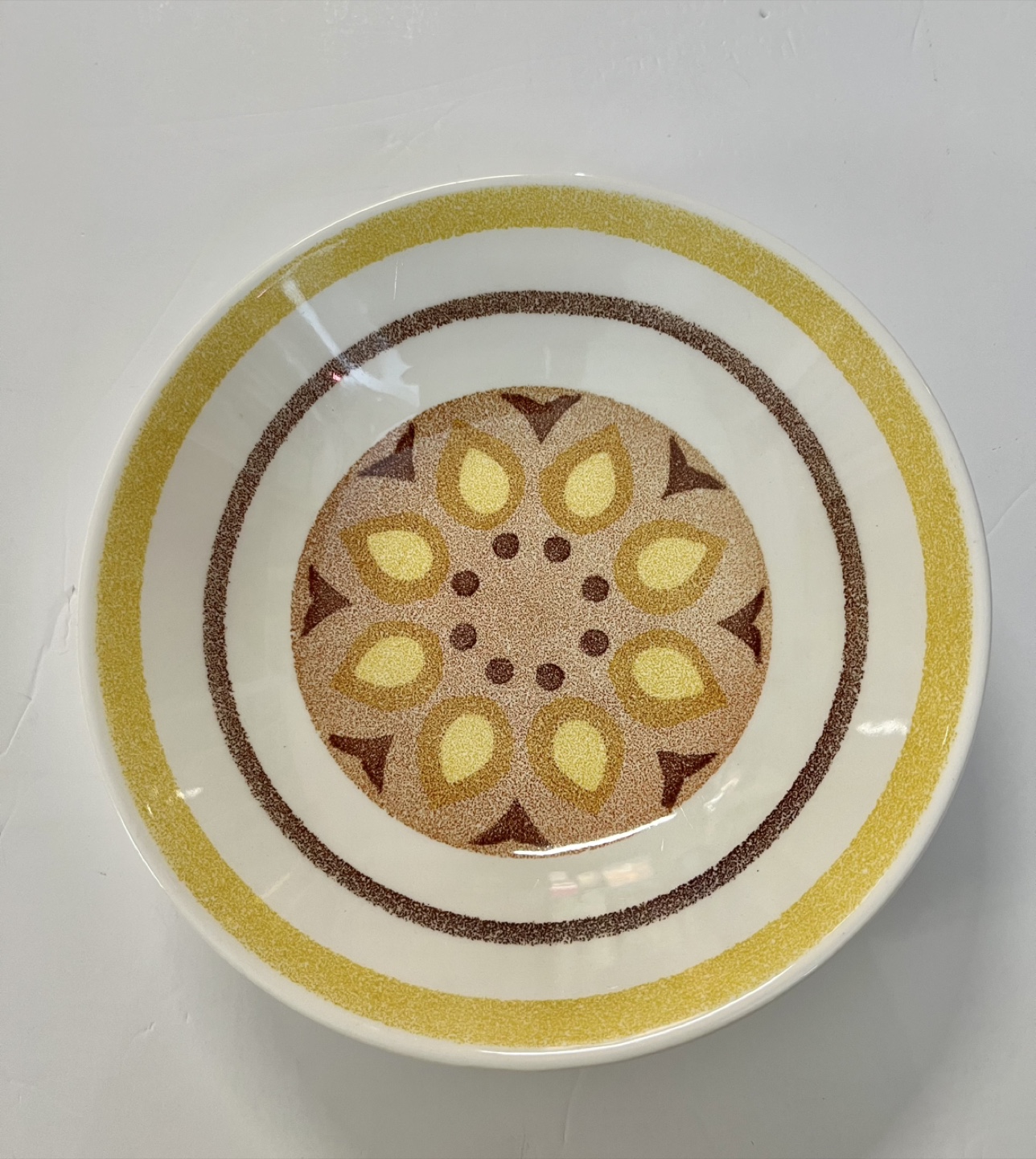 🏈Vintage Mid-Century Modern Yellow Flower Bowl