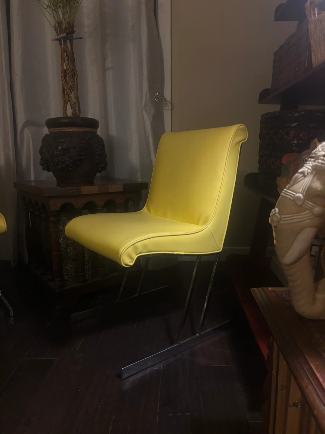 Mid-Century mcm Yellow Chrome Cantilever Chairs custom - photo 2