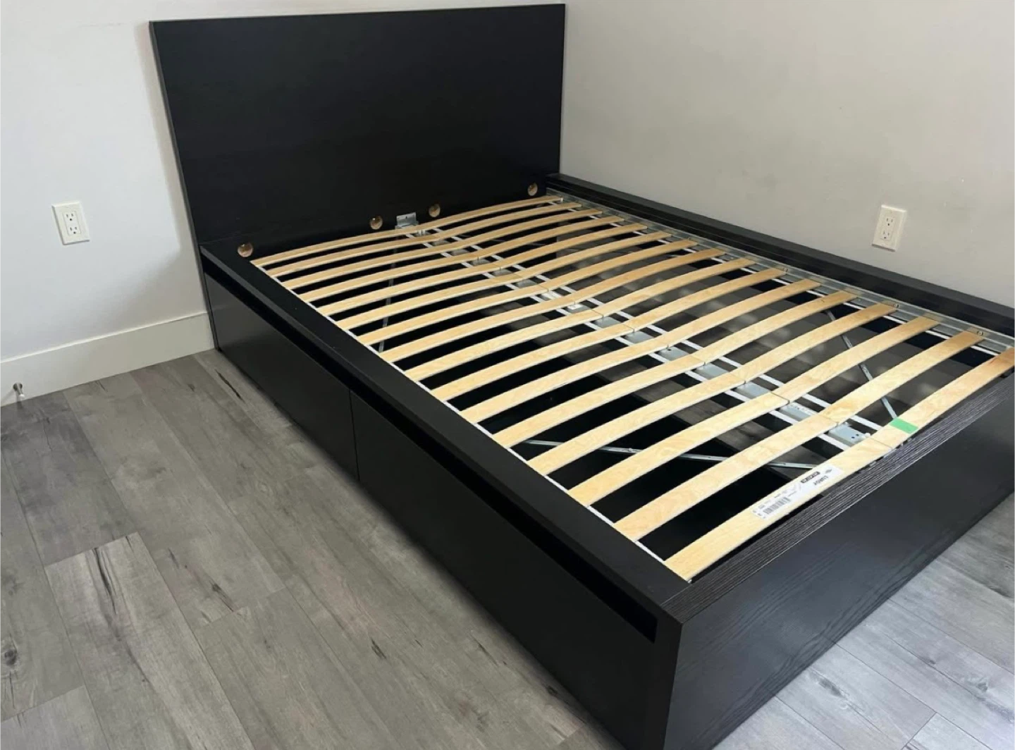 IKEA Full Size Malm Double Bed Frame with 2 Drawers Black Brown
