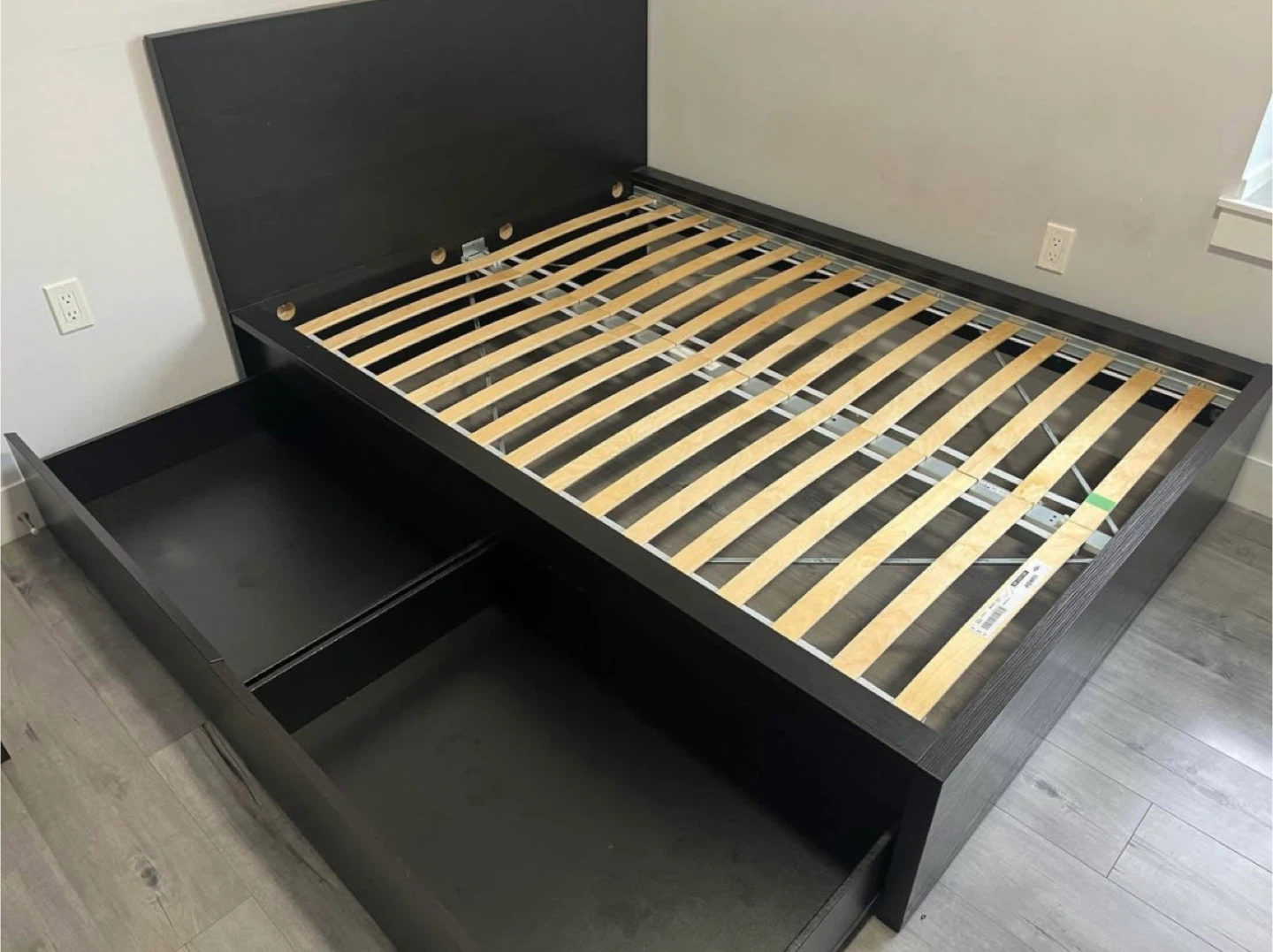 IKEA Full Size Malm Double Bed Frame with 2 Drawers Black Brown - photo 2