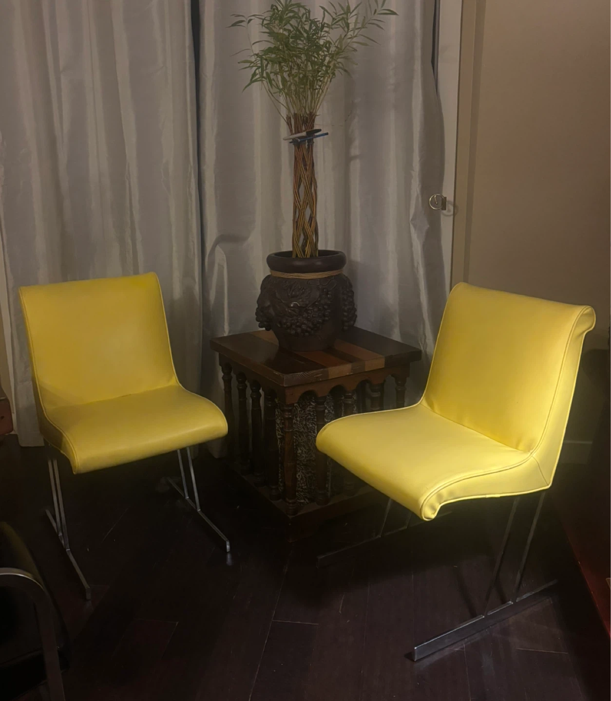 Mid-Century mcm Yellow Chrome Cantilever Chairs custom