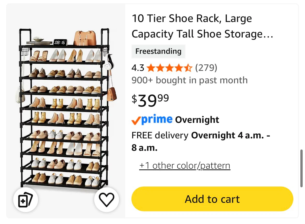 10 tier shoe storage from Amazon - photo 2