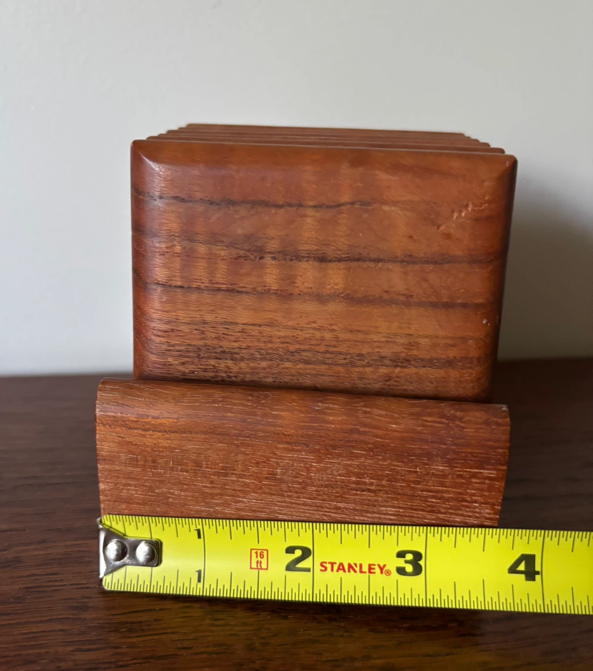 Set of 6 Teak Coasters with Holder - photo 5
