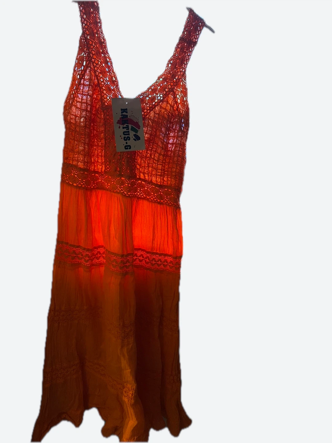 Kaktus-G Orange Crochet Maxi Dress