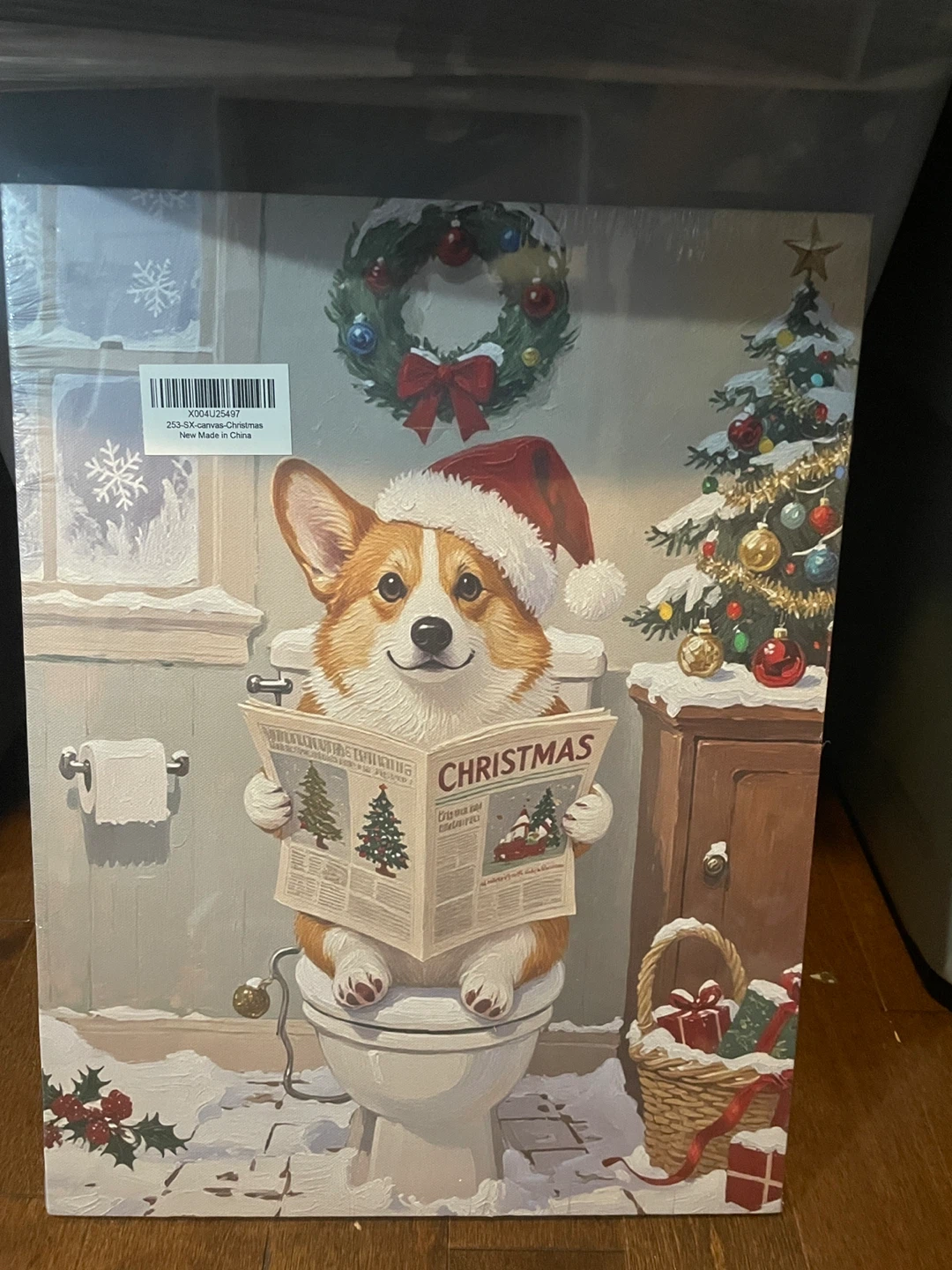 Corgi Christmas Toilet Wall Art