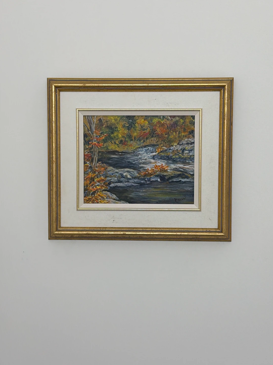 🏈 Framed Oil Painting of Forest Stream