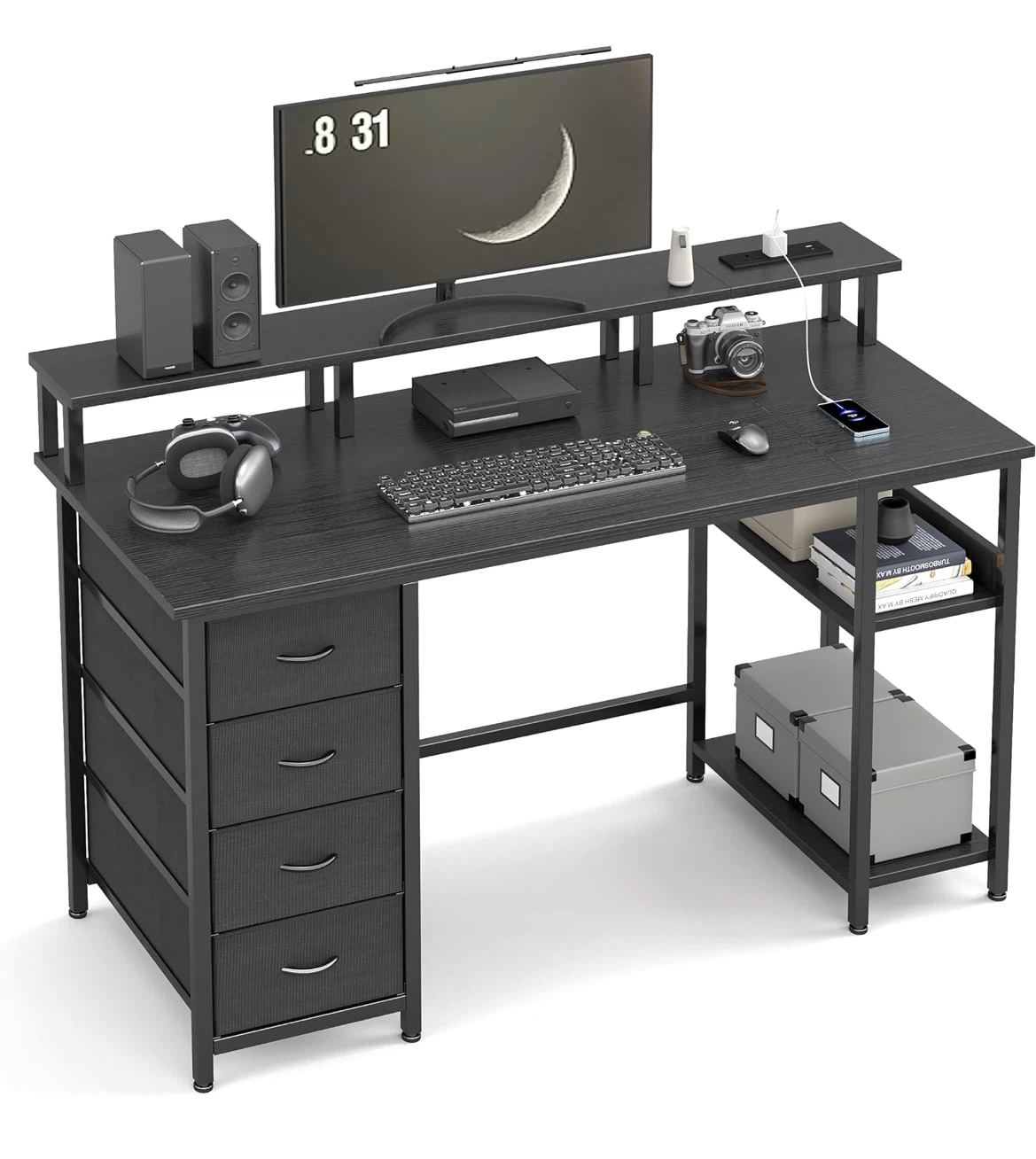 Reversible Computer Desk with 4 Drawers