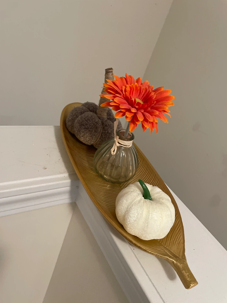 Gold Leaf Decorative Tray with Fall Decor - photo 2