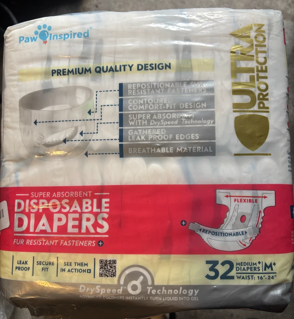 Paw Inspired Disposable Dog Diapers Medium 32 Pack - photo 2