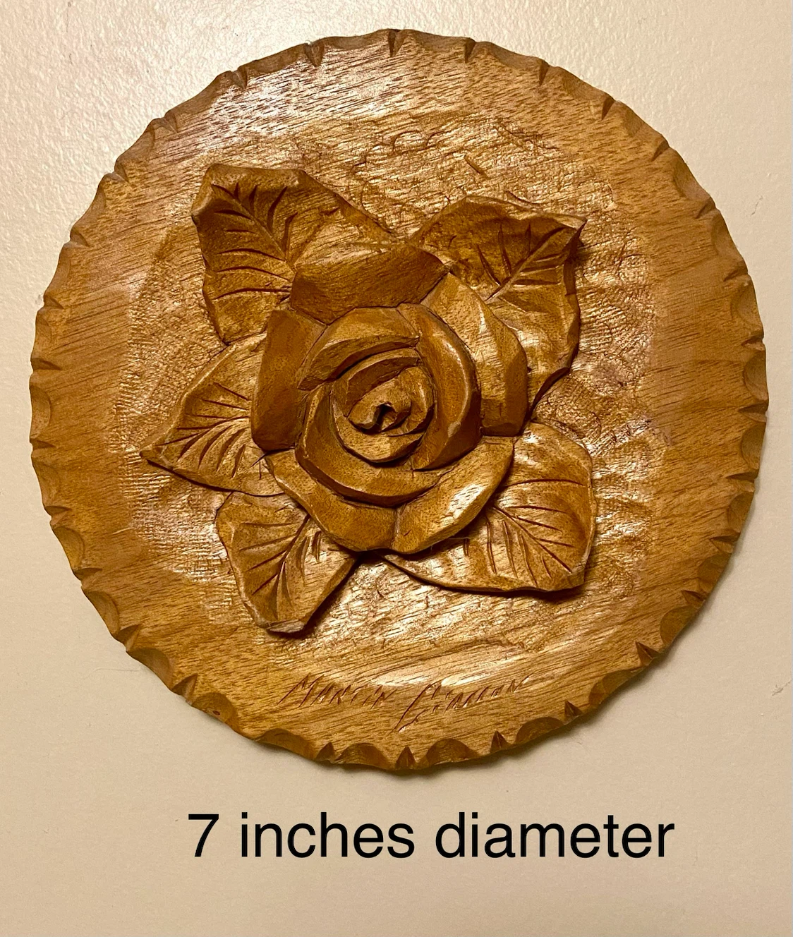 Vintage Hand-Carved Wooden Rose Wall Art