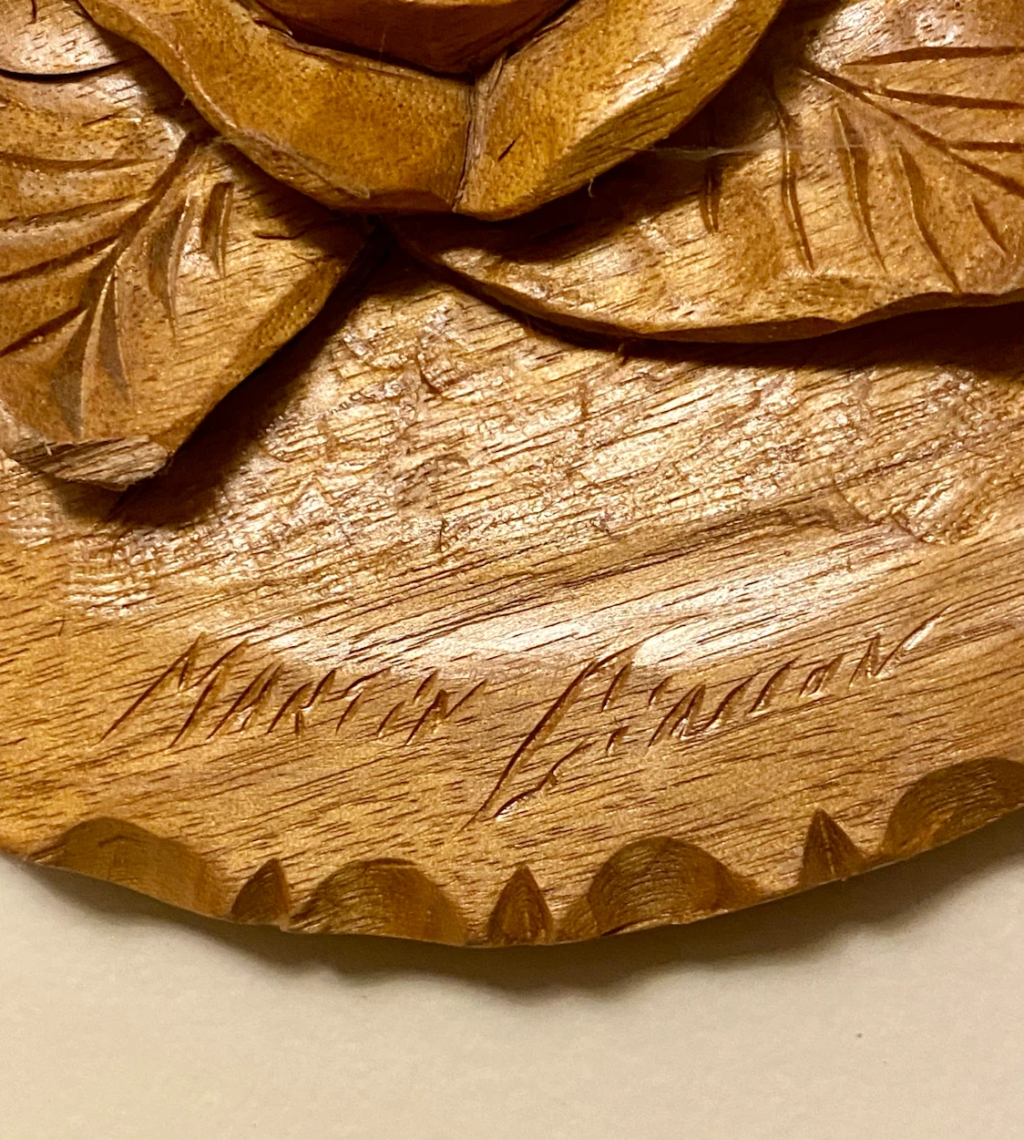 Vintage Hand-Carved Wooden Rose Wall Art - photo 2