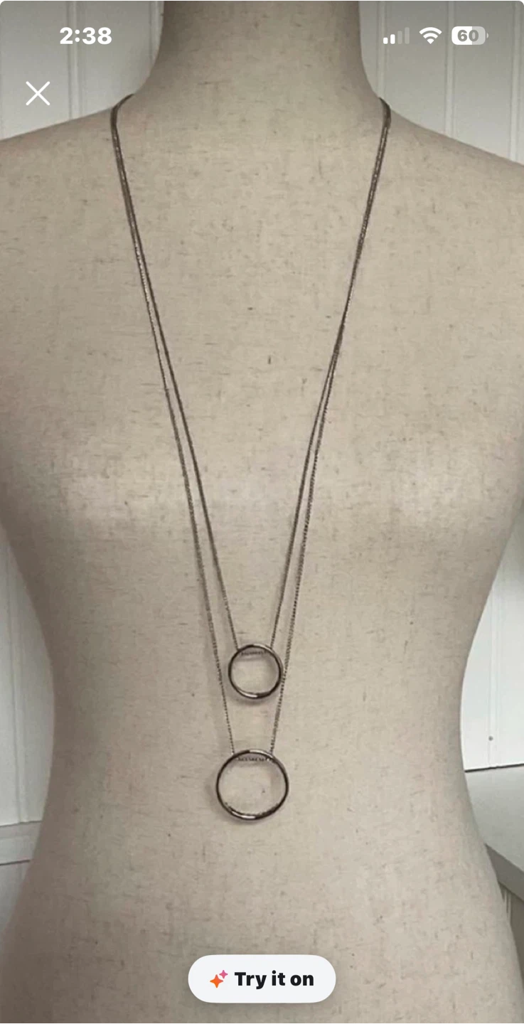🏈Double Circle Silver-Tone Pendant Necklace