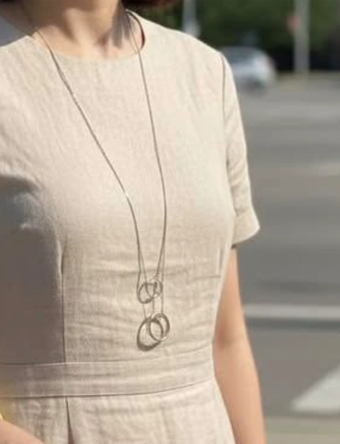 🏈Double Circle Silver-Tone Pendant Necklace - photo 2