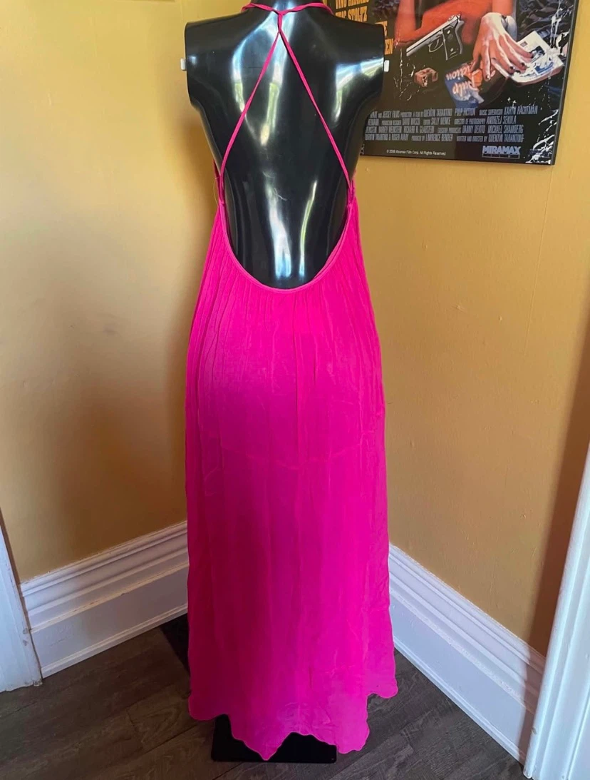 Zara Hot Pink Strappy Backless Maxi Dress - photo 2