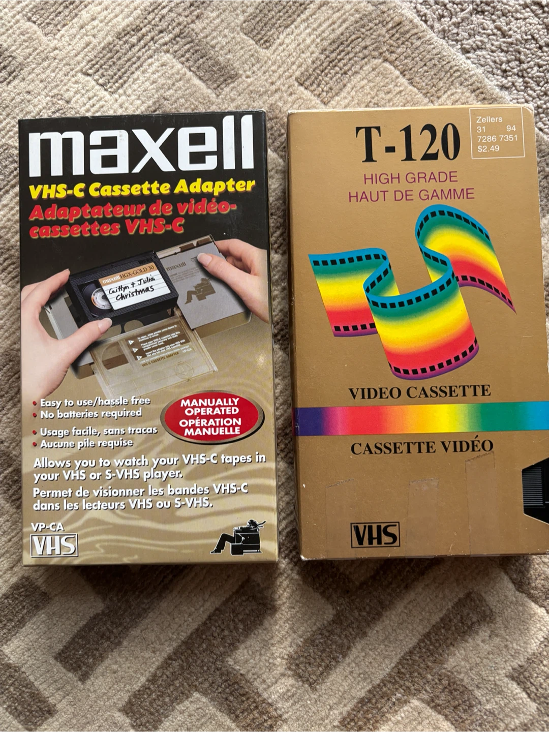 Maxell VHS-C Cassette Adapter and T-120 Video Cassette