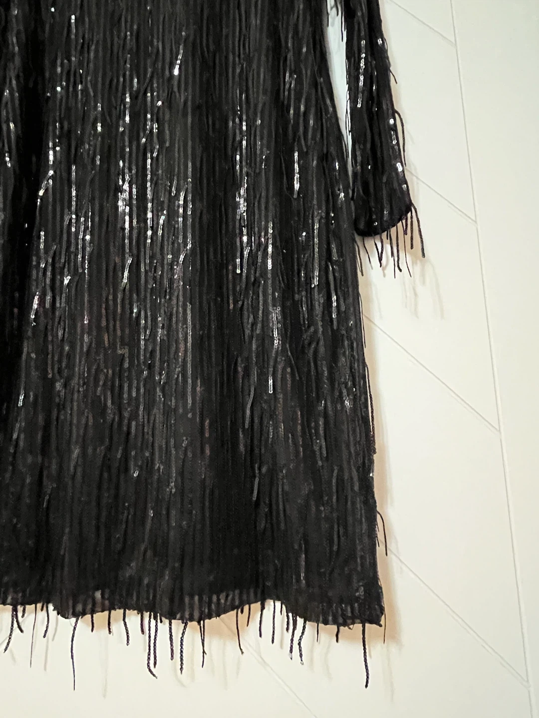 Taifun Black Sequin Fringe Dress Size 8 - photo 3