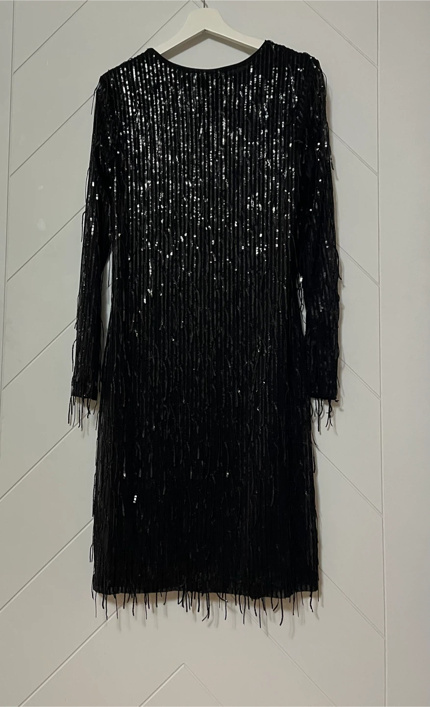 Taifun Black Sequin Fringe Dress Size 8 - photo 5