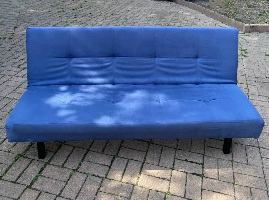 IKEA Blue Suede Futon Sofa Bed