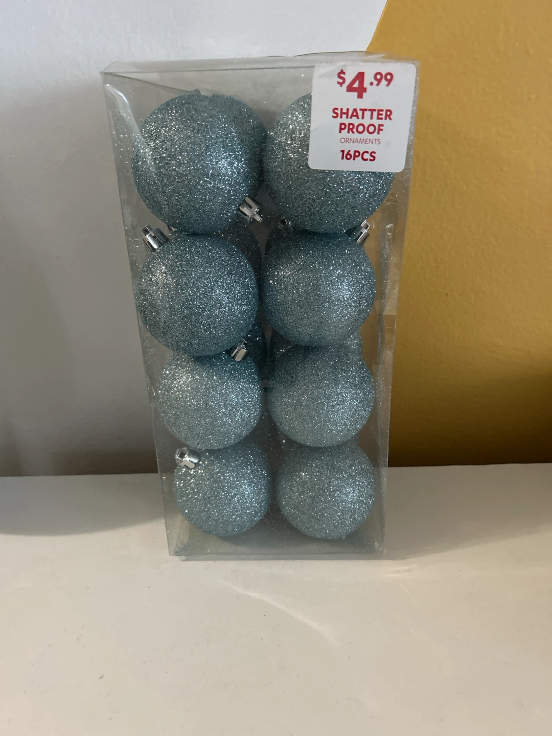 16-Piece Light Blue Glitter Shatterproof Ornaments 🏈