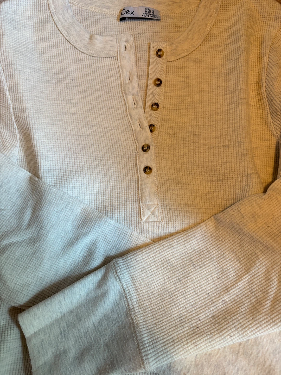 Dex Long Sleeve Waffle Henley - Size Small - photo 3