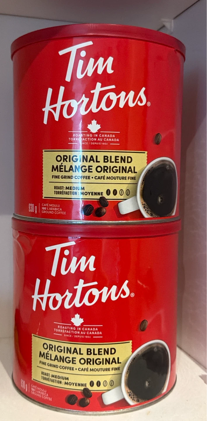 2 Tins of Tim Hortons Original Blend Coffee