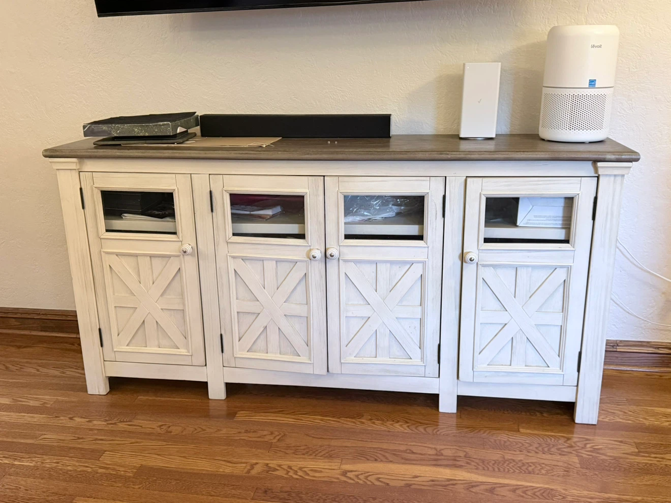 Farmhouse Style White TV Media Console