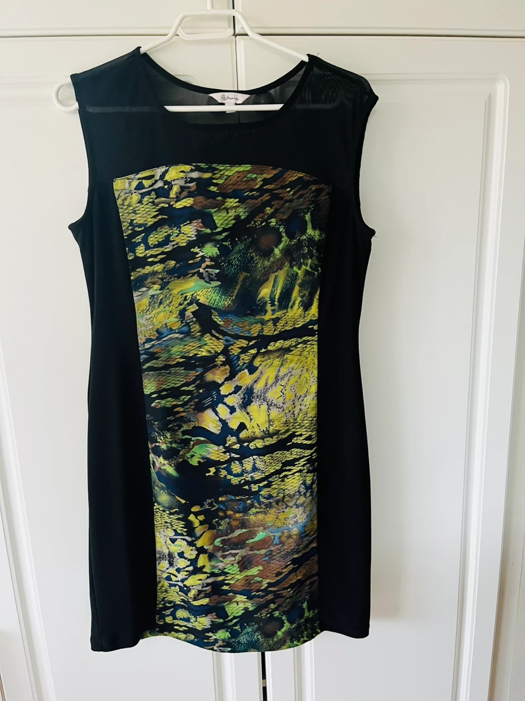 🏈 Women Black Dress Green prints Party / Business (M)