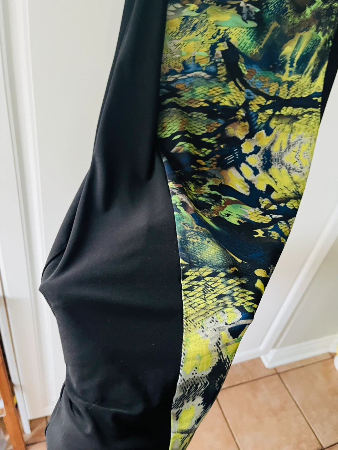 🏈 Women Black Dress Green prints Party / Business (M) - photo 5