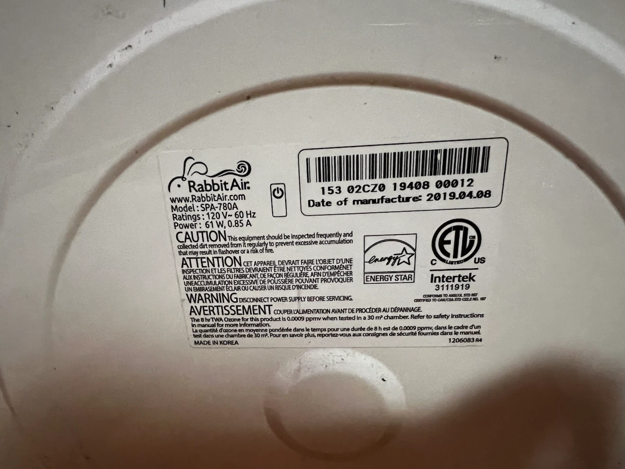 Rabbit Air SPA-780A Air Purifier - photo 5