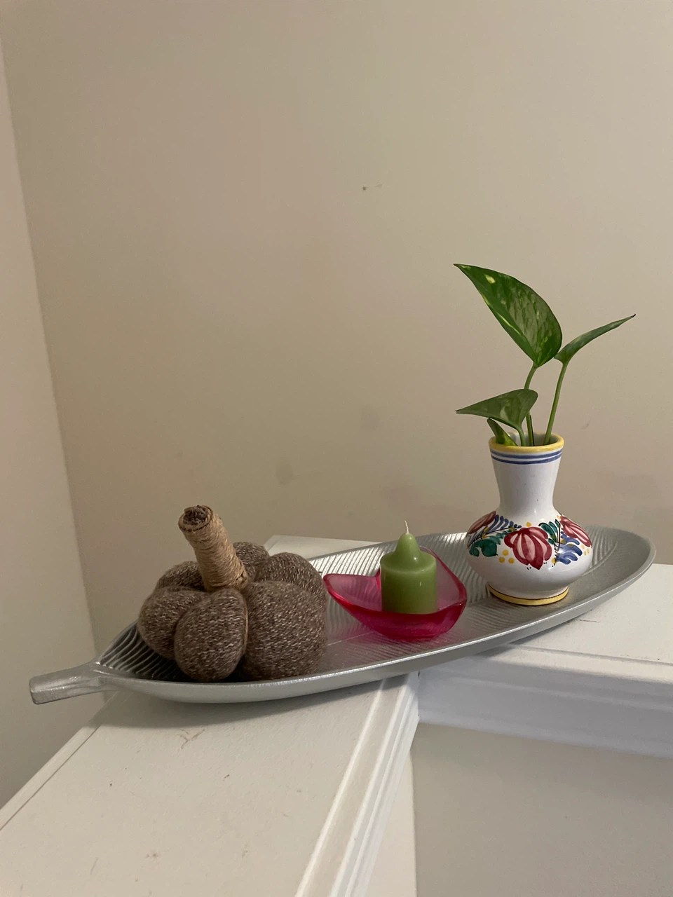 Silver Leaf-Shaped Decorative Tray