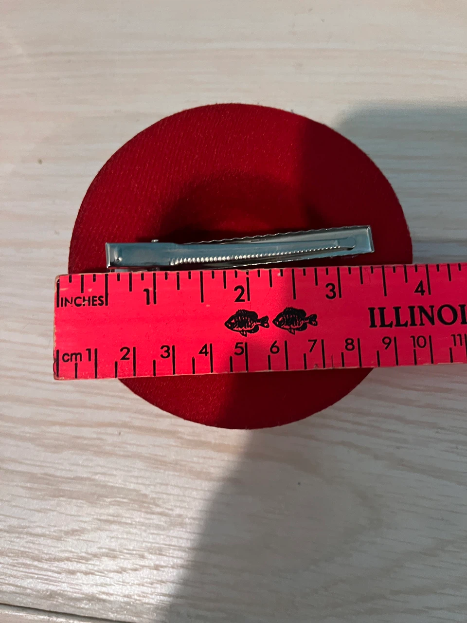 Red Mini Hat Hair Clip with Veil and Pearls - photo 3