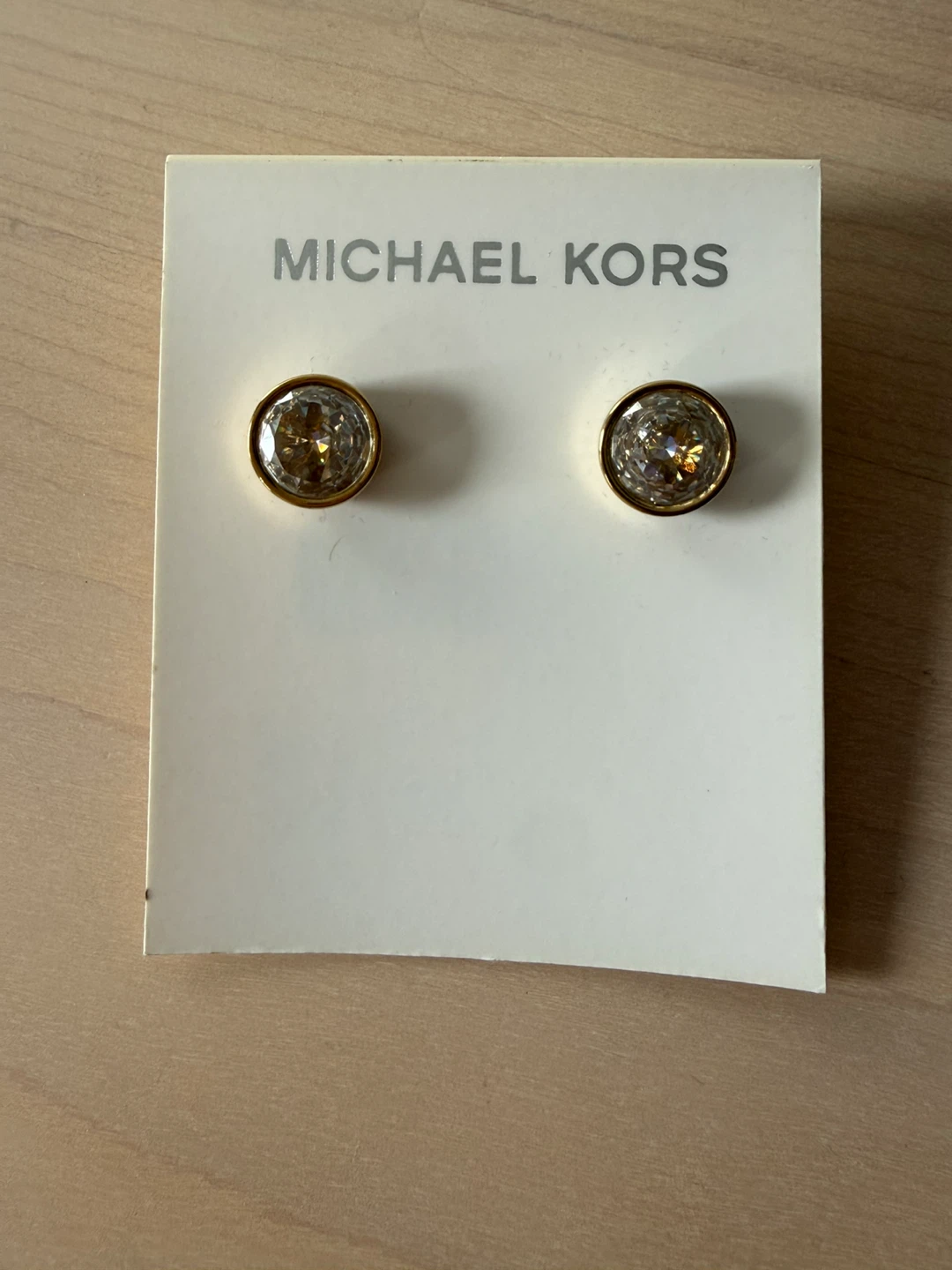 Michael Kors Gold Tone Crystal Stud Earrings
