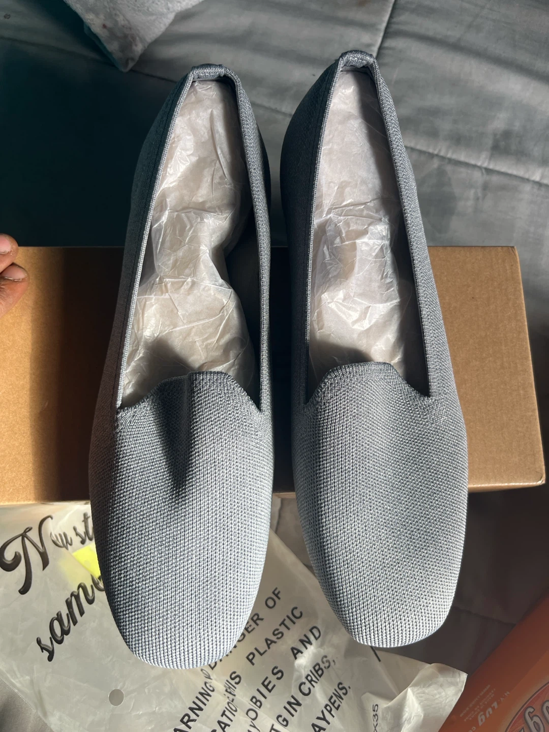 Grey Knit Loafers