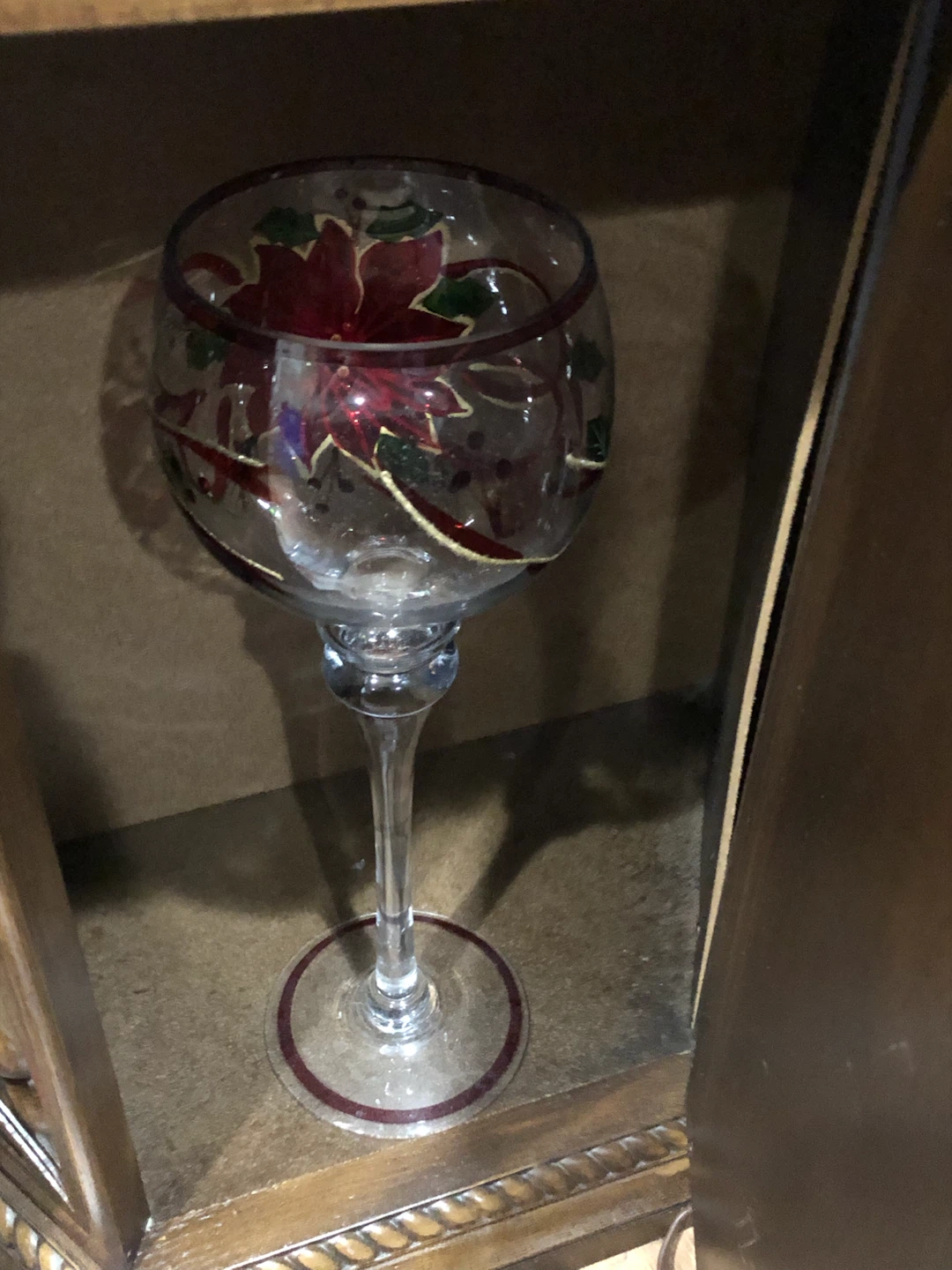 Christmas Poinsettia Decorative Glass Candle Holder 🏈 - photo 2