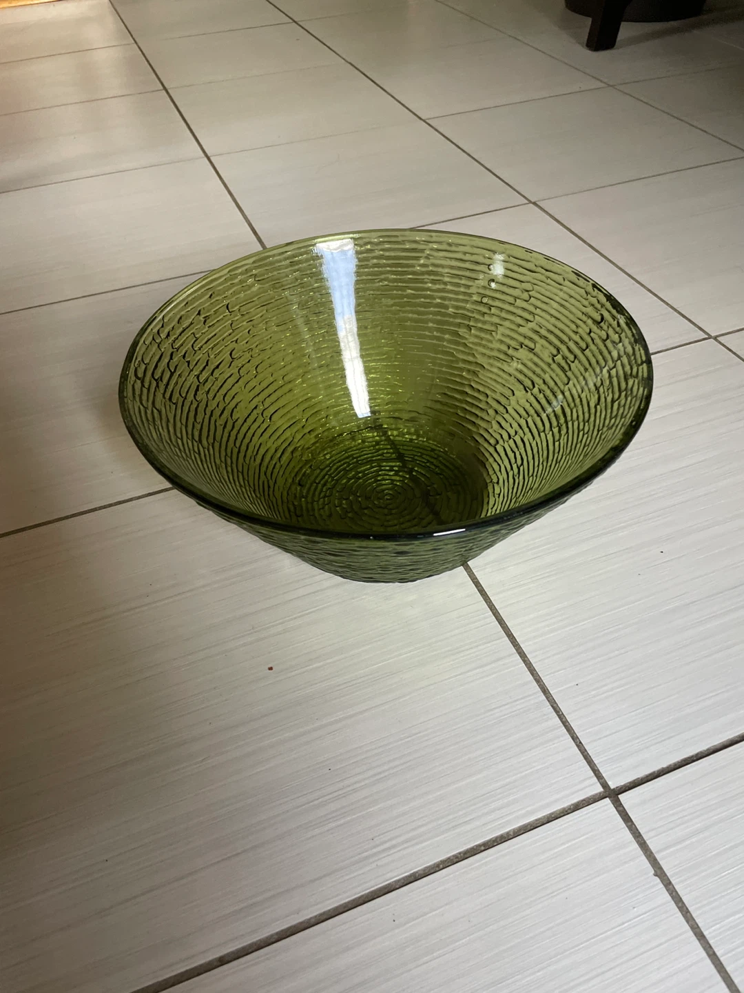 🏈Green Textured Glass Bowl