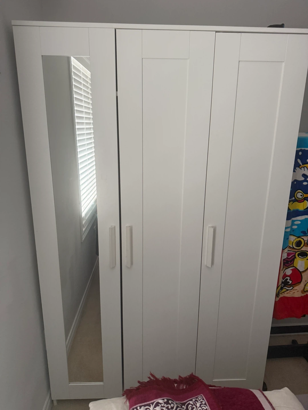 IKEA Brimnes 3-Door White Wardrobe with Mirror - photo 3