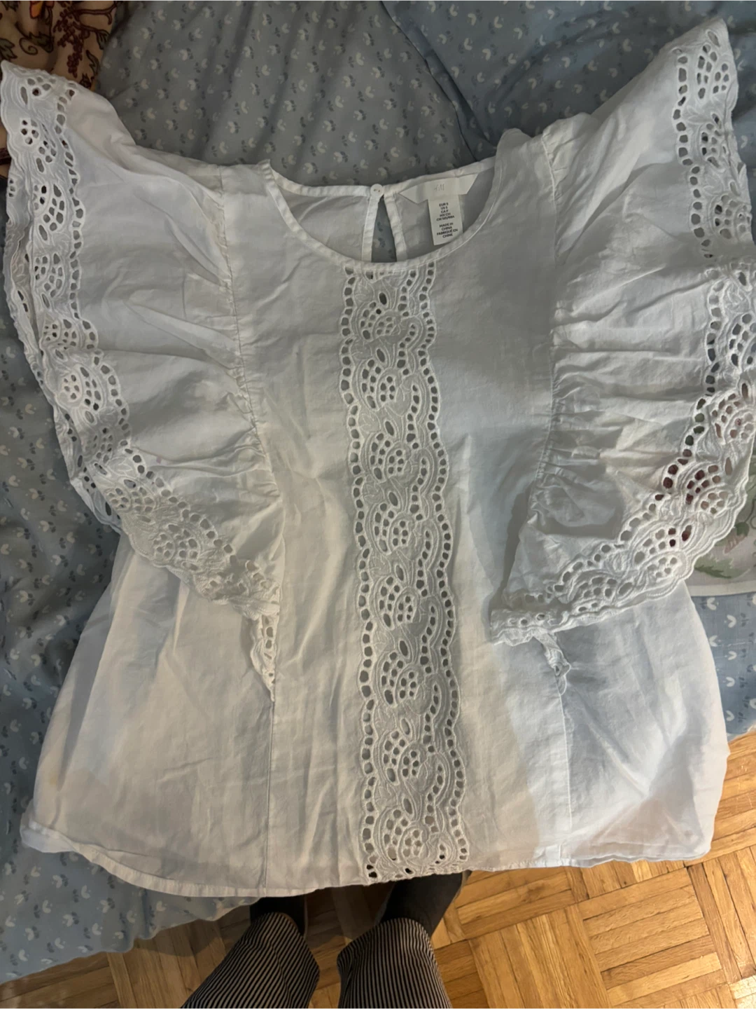 🏈H&M White Eyelet Detail Top - photo 2