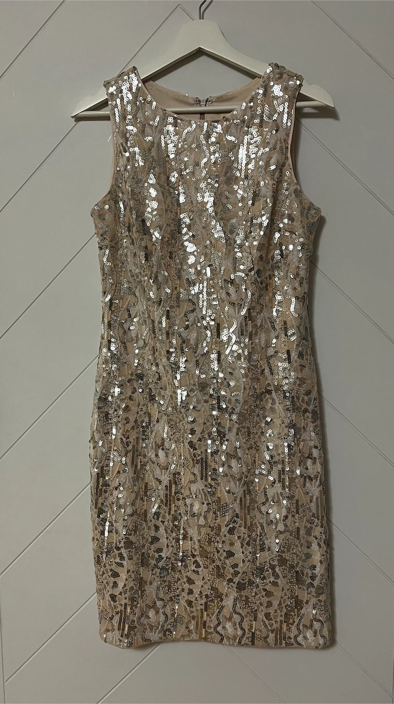 Aidan Mattox Champagne Sequin Sleeveless Dress - photo 2