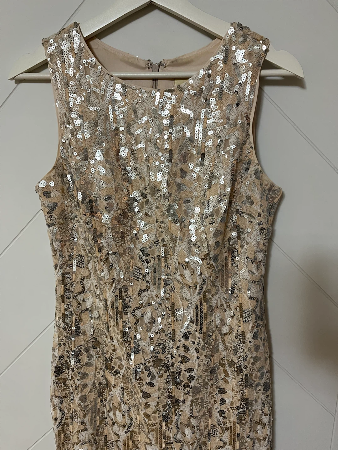Aidan Mattox Champagne Sequin Sleeveless Dress - photo 3