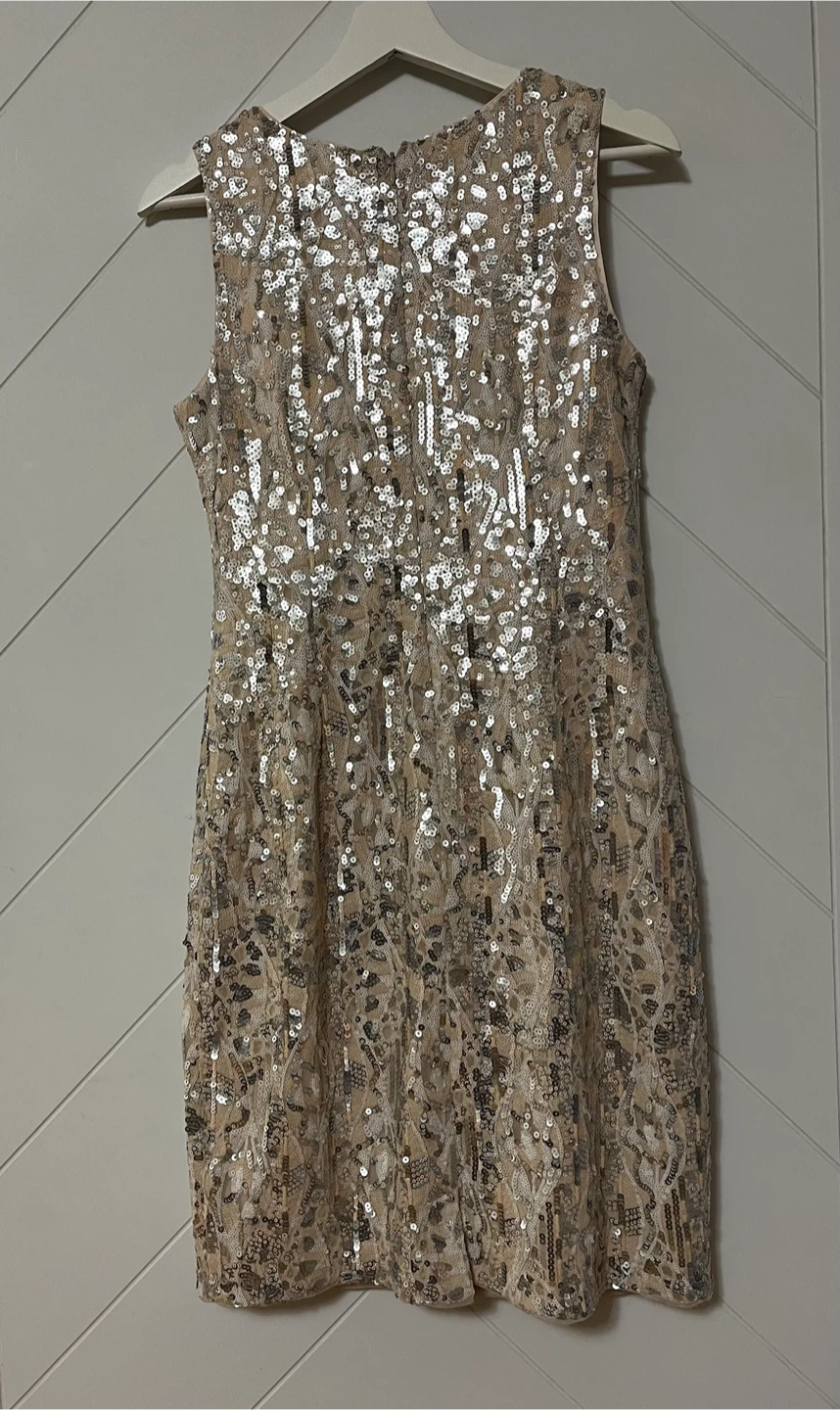 Aidan Mattox Champagne Sequin Sleeveless Dress - photo 4
