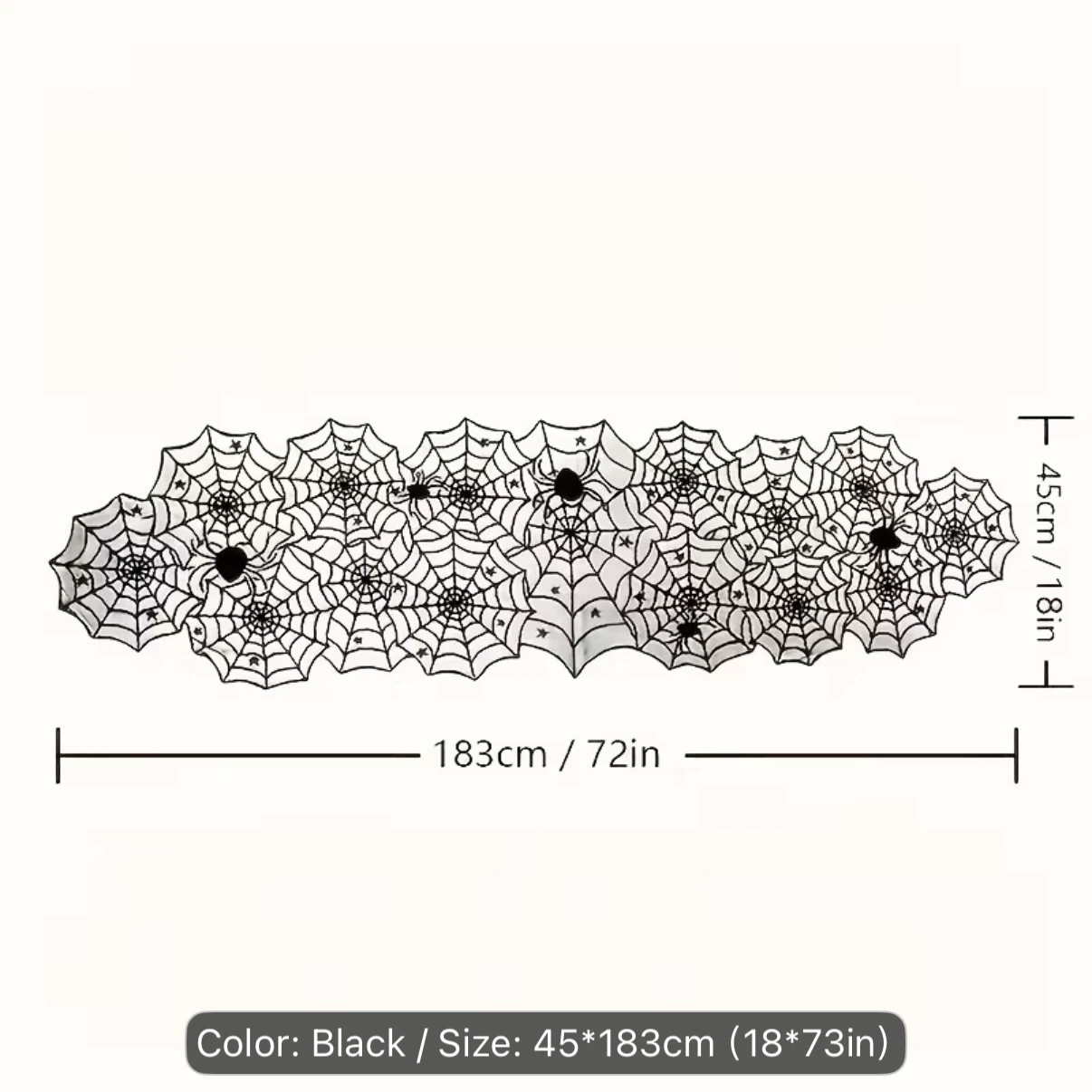 Brand New Black Lace Spiderweb Table Runner for Halloween - photo 2