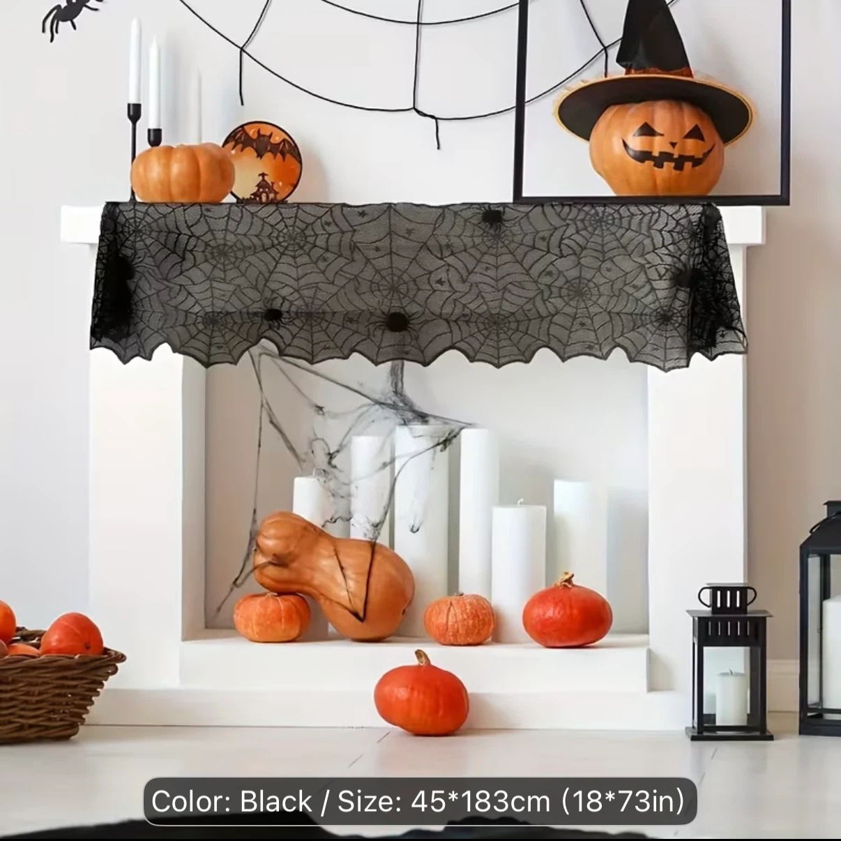 Brand New Black Lace Spiderweb Table Runner for Halloween - photo 5