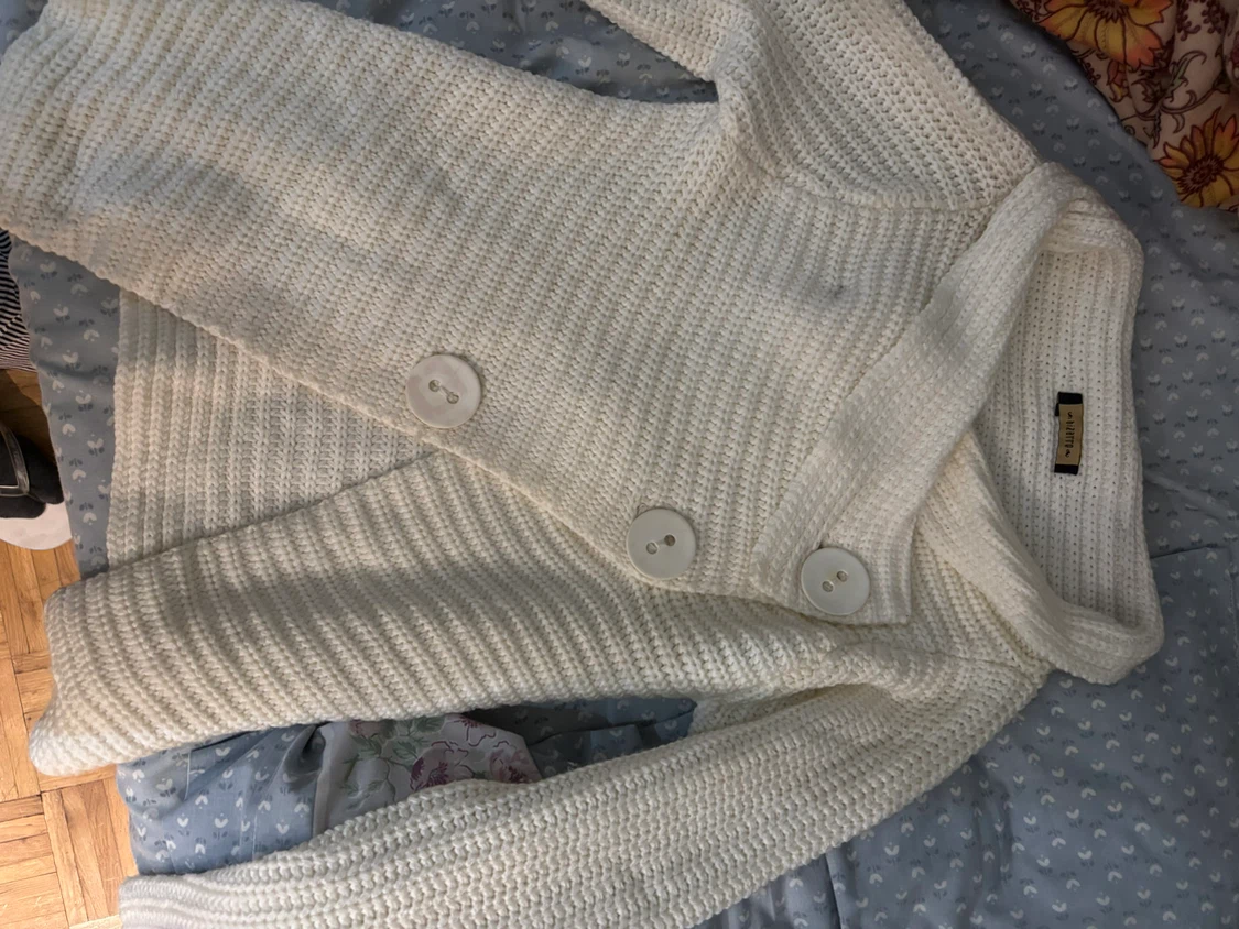 🏈Bizzotto White Chunky Knit Cardigan