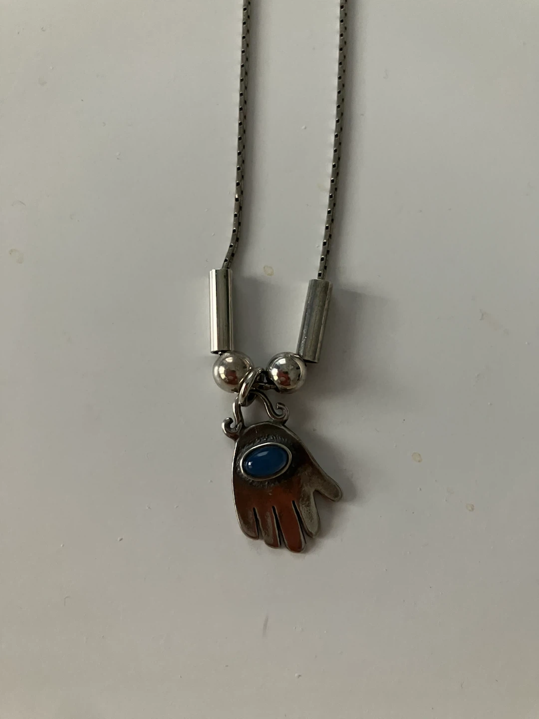 Hamsa Hand Necklace with lapis - photo 3