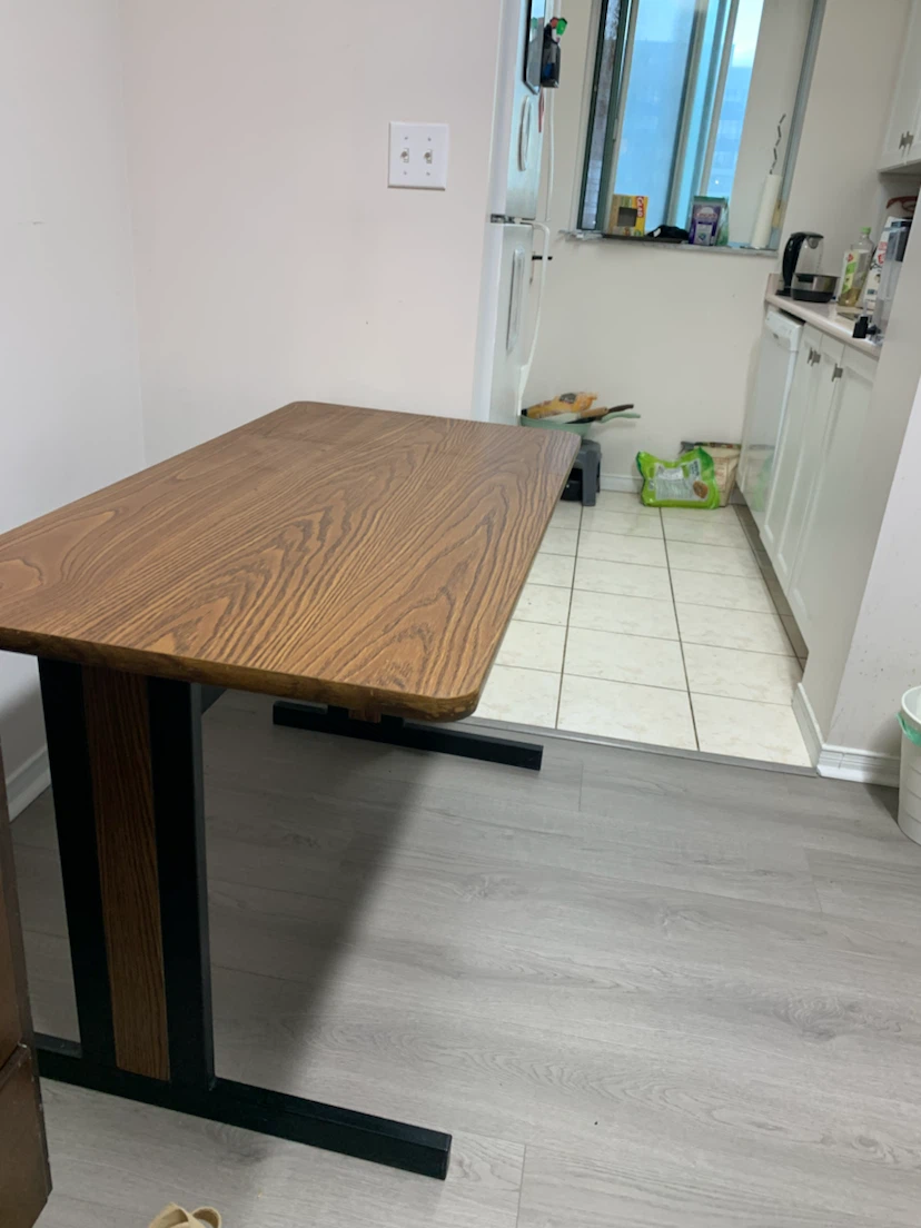 Wood Grain Desk with Black Metal Legs