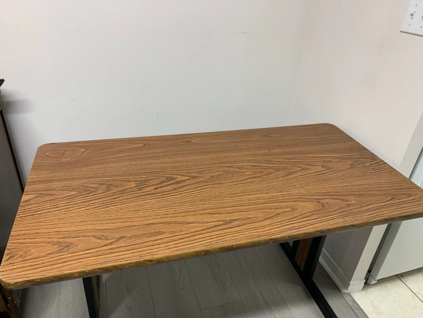 Wood Grain Desk with Black Metal Legs - photo 3