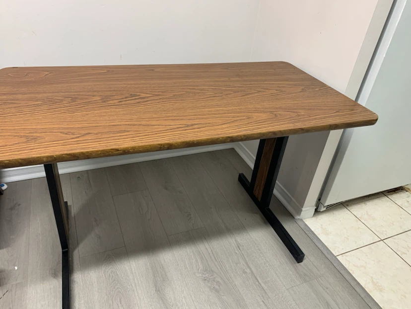 Wood Grain Desk with Black Metal Legs - photo 5