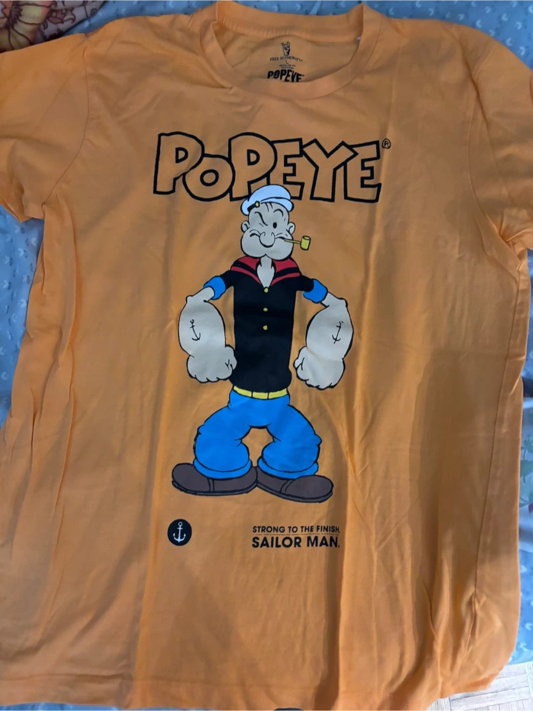 🏈Popeye Graphic T-Shirt Orange Size Large - photo 2