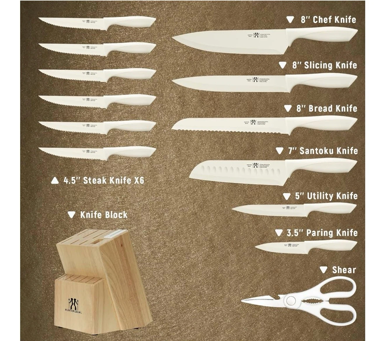 Hunter.Dual 15-Piece Knife Set - White - photo 2